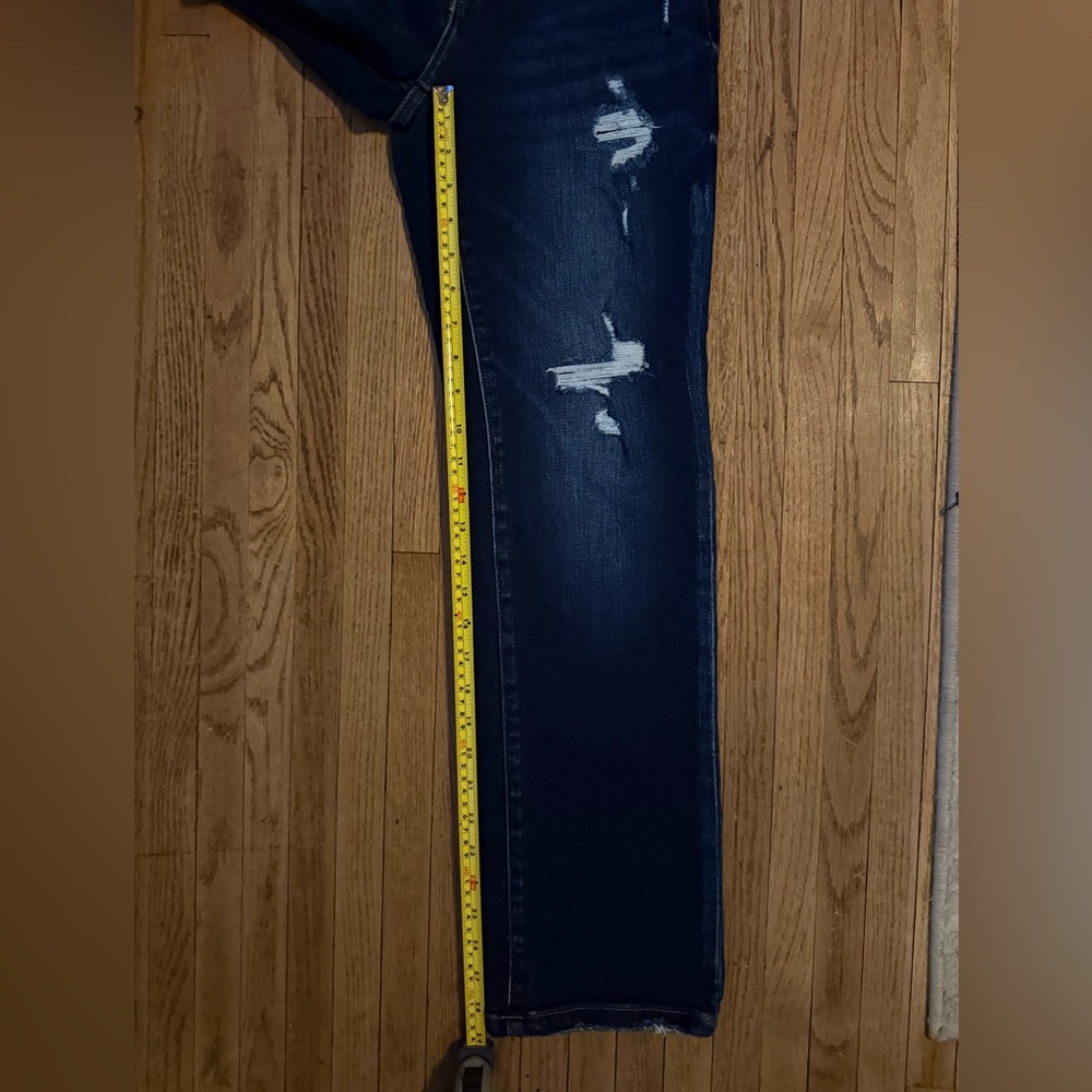 KanCan Dark Blue Distressed Straight Leg Jeans - Picture 9 of 10